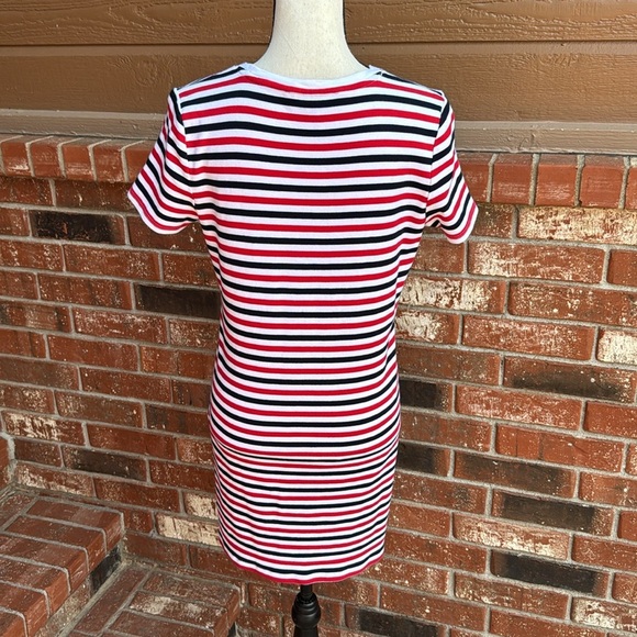 Tommy Hilfiger Women's Large Cotton Striped Short Sleeve Dress with Pocket - Picture 4 of 6